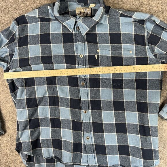 Levi’s Silvetab Blue & White Men’s Flannel Size XL Oversized Vintage - Picture 2 of 5